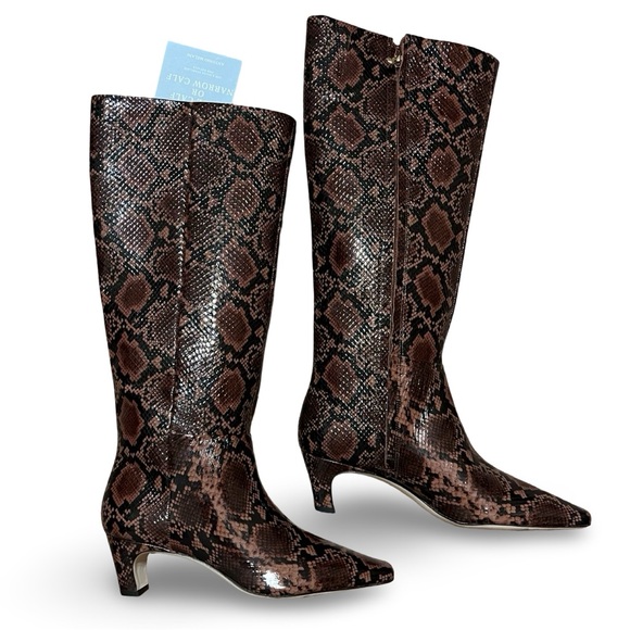 NWOB $198 Antonio Melani, the Valerie Snake Patent Leather Tall Dress Boots - Picture 7 of 8